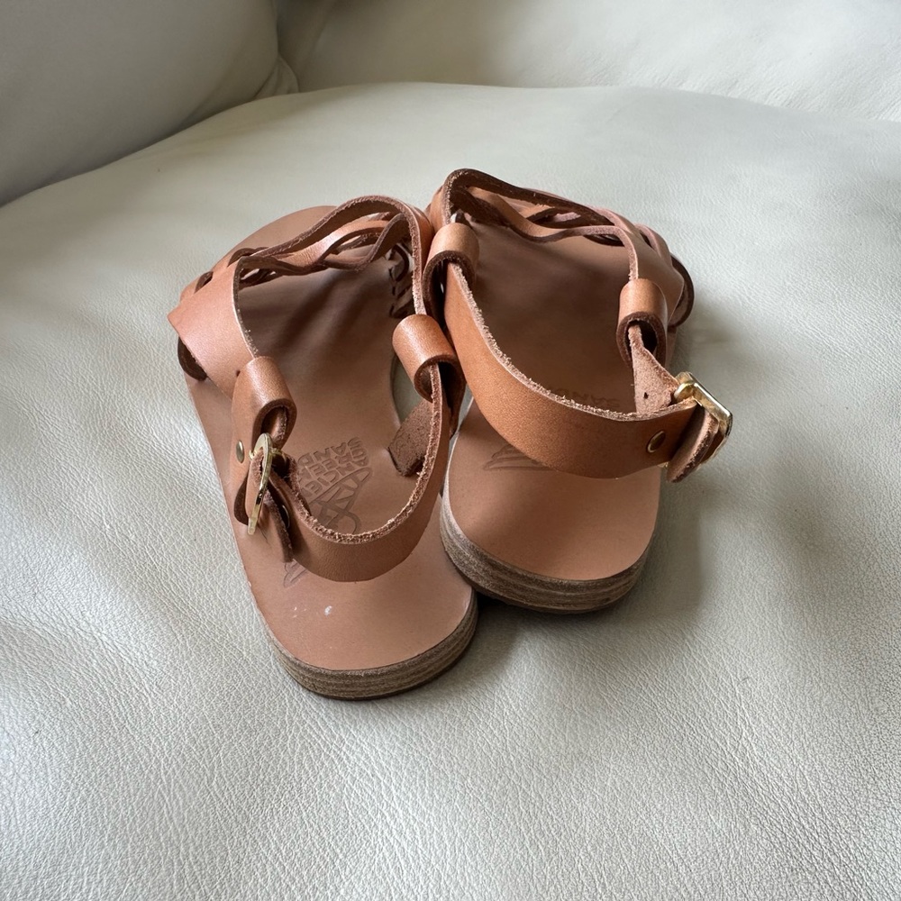 Ancient Greek Sandals - Woven Leather - Flat Sandals Natural - Size 36 - Picture 4 of 7